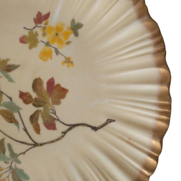 RW Rudolstadt Dinner Plate Crimped 24Kt Gold Trim Floral Germany Early 1900s Atq - Picture 7 of 15